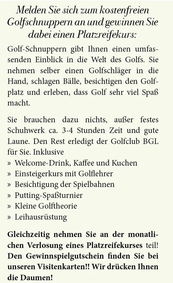 Gewinnspiel Platzreifekurs